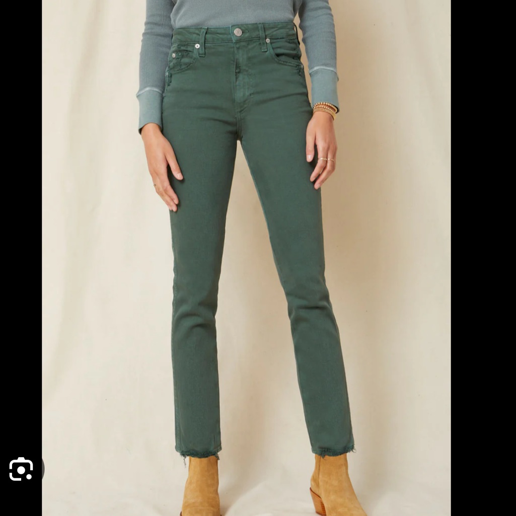 Amo Chelsea Crop Relaxed Rise Slim Fit Jeans In Evergreen Sz 32 New